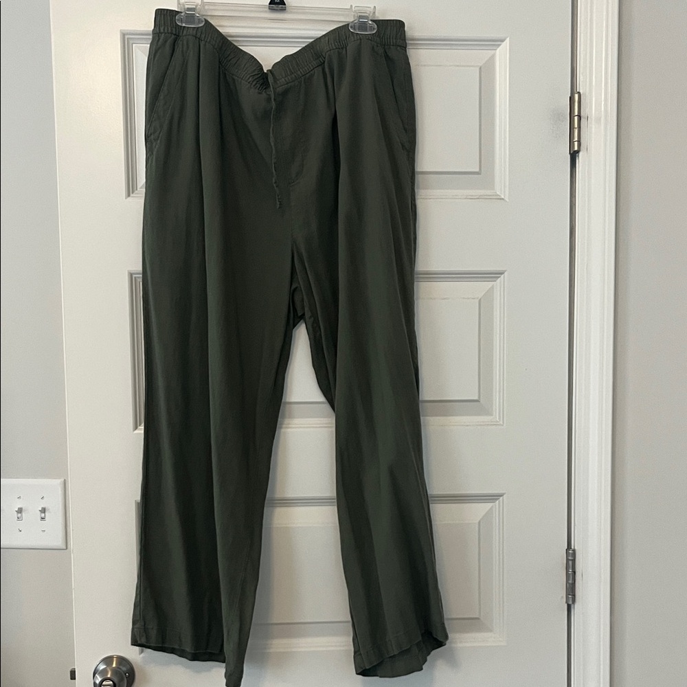 Old Navy Women's Olive Wide Leg Linen Pants
